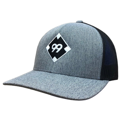99BATS Snapback Baseball Hat - 110C (Black/Heathered/Diamond)